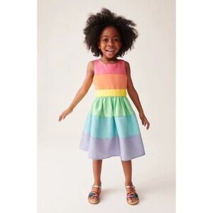 Little Bird By Jools Oliver Rainbow‎ Pastel Party Dress 4-5Y Bow Easter Birthday